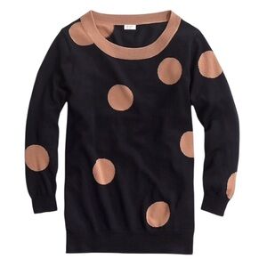 NWOT J. Crew Navy andTan Polka Dot Sweater